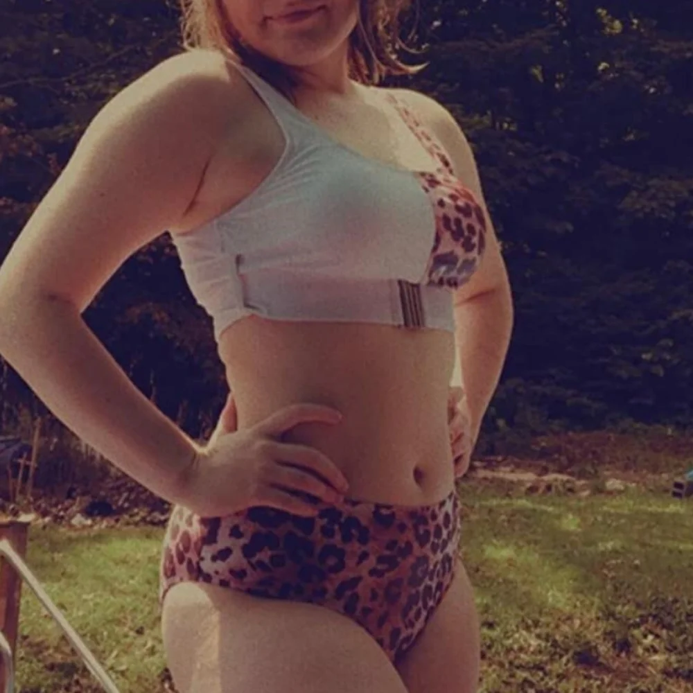 Combor High Waist Leopard Bikini Set in White & Leopard Size S